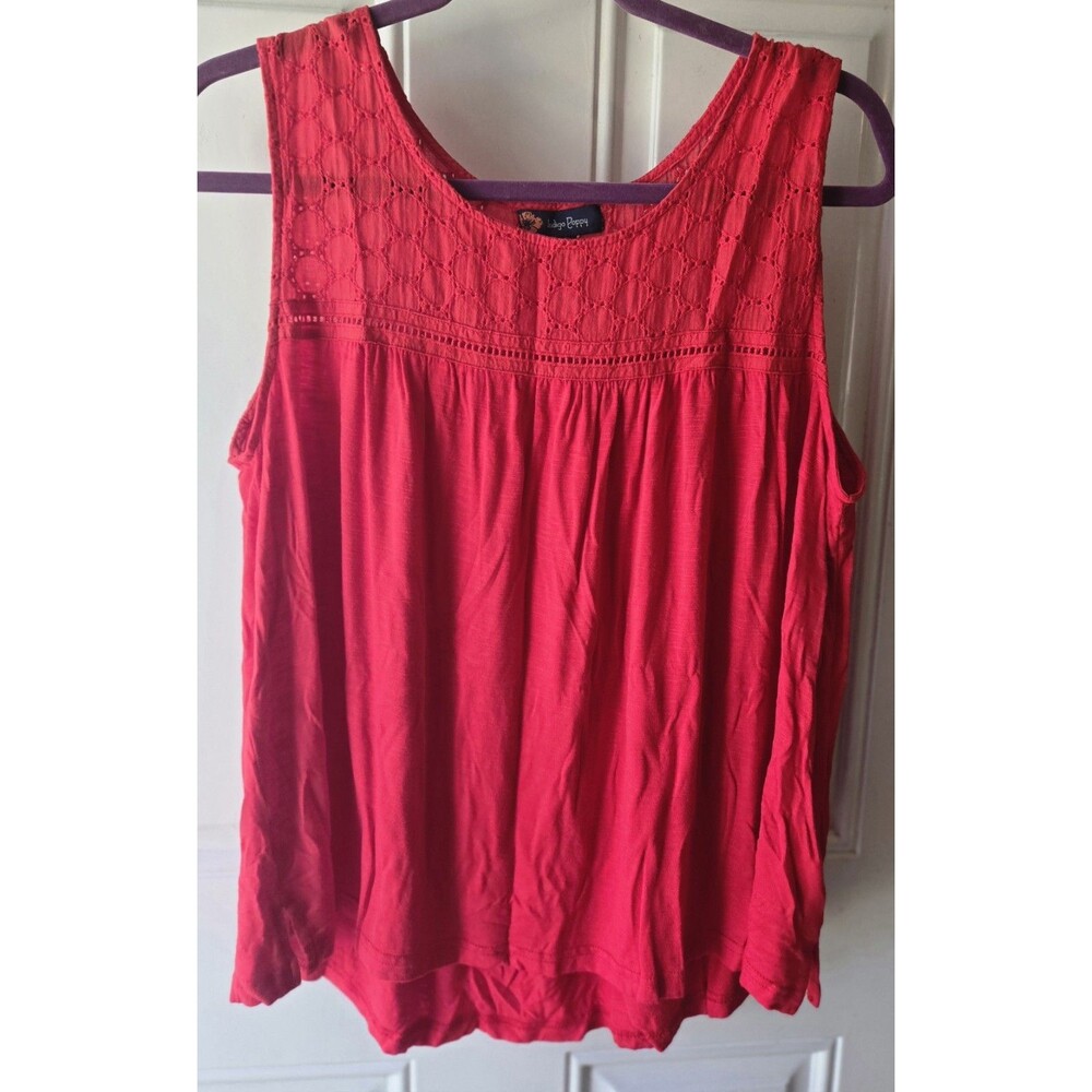 Indigo Poppy  Eyelet Embroidered 100% Cotton Top Sz XLP
